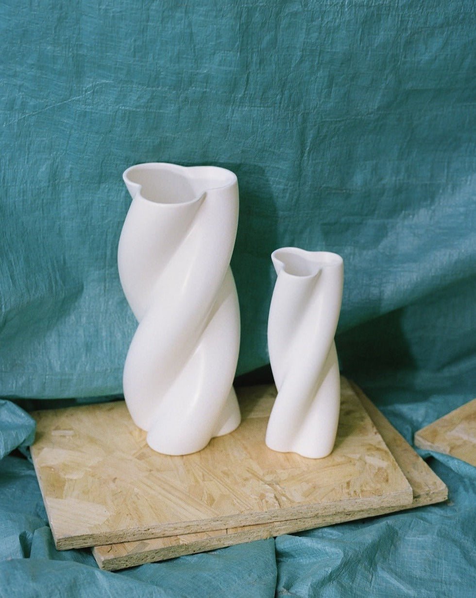 Marshmallow Twist Ceramic White Flower Vase