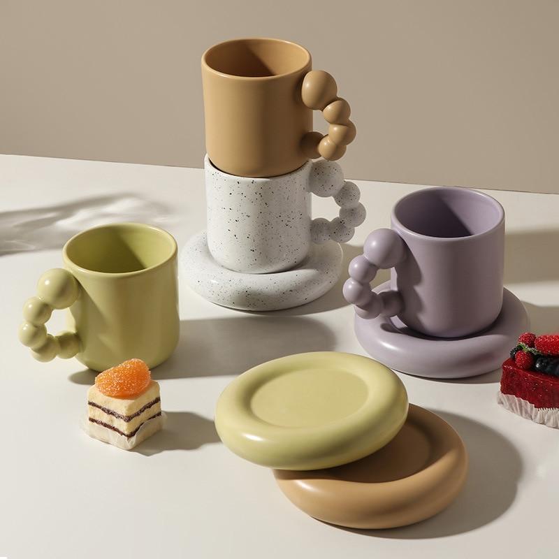 Bubble Handle Chunky Ceramic Mug Set