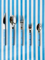 French Bistro Style Flatware - 10 Piece Set - Camille - Blue / Yellow-5