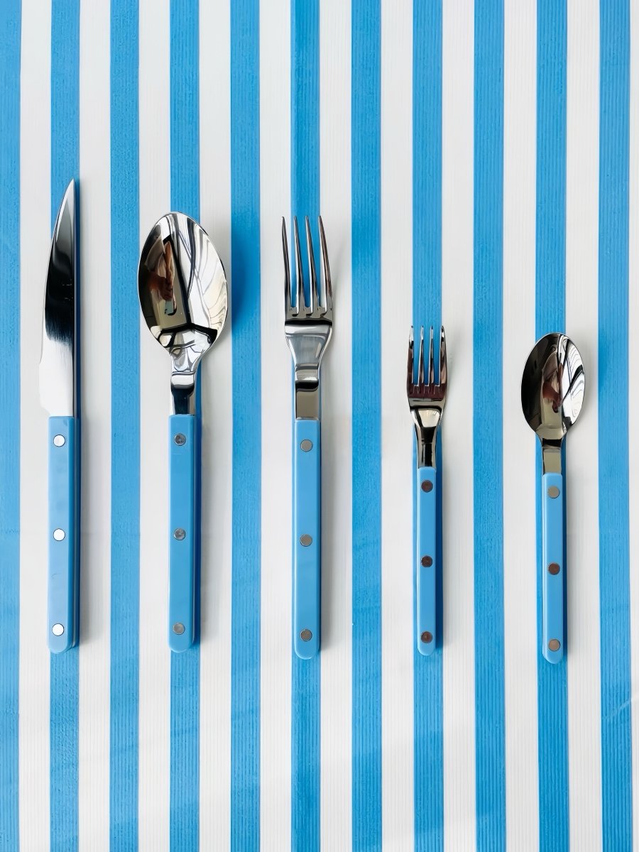 French Bistro Style Flatware - 10 Piece Set - Camille - Blue / Yellow-5