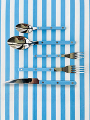 French Bistro Style Flatware - 10 Piece Set - Camille - Blue / Yellow-4