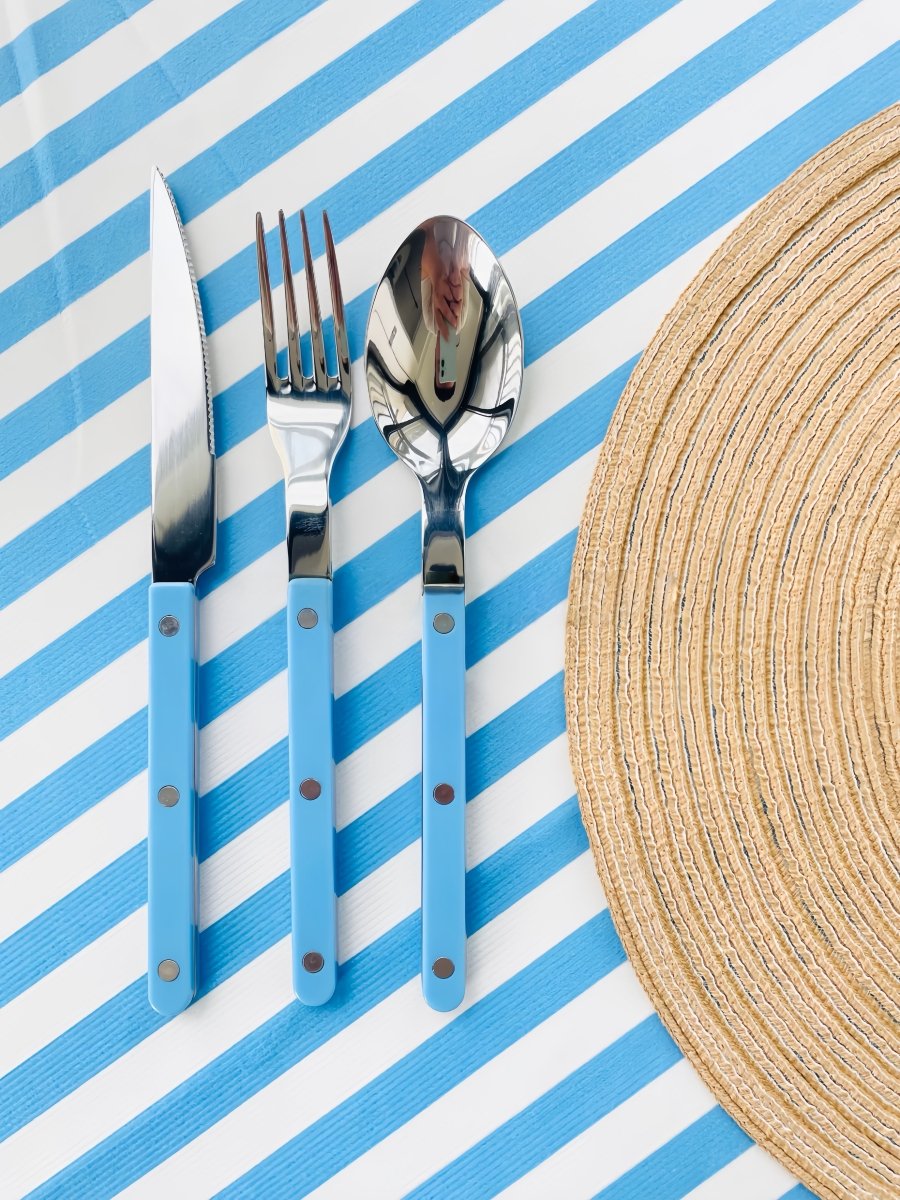 French Bistro Style Flatware - 10 Piece Set - Camille - Blue / Yellow-2