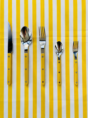 French Bistro Style Flatware - 10 Piece Set - Camille - Blue / Yellow-6