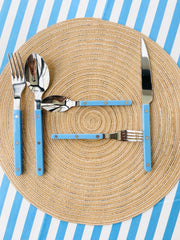 French Bistro Style Flatware - 10 Piece Set - Camille - Blue / Yellow-0