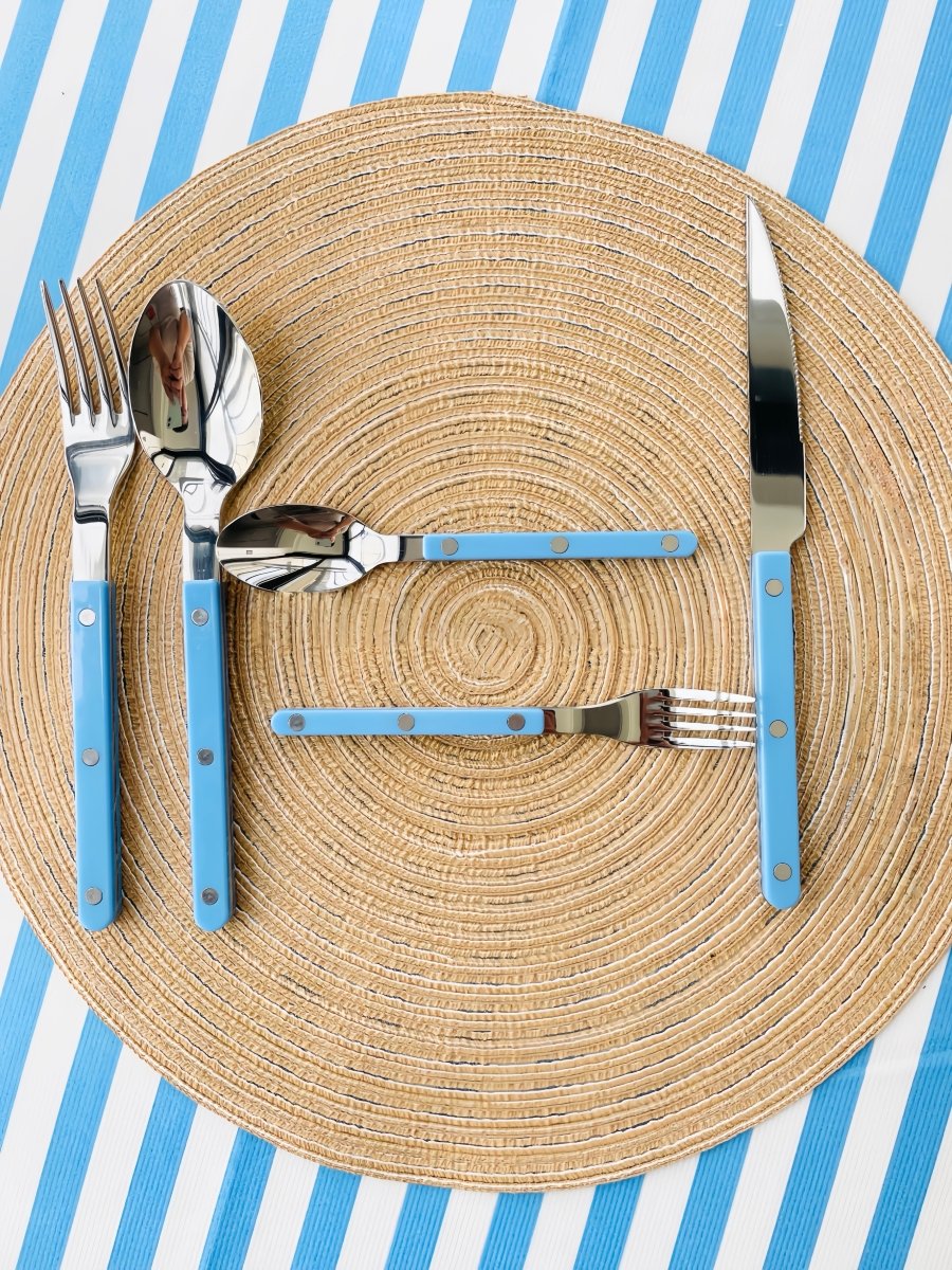 French Bistro Style Flatware - 10 Piece Set - Camille - Blue / Yellow-0