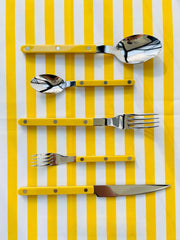 French Bistro Style Flatware - 10 Piece Set - Camille - Blue / Yellow-3