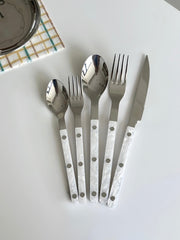 Set Of 10 Pcs Modern Nebula Cutlery, Bistrot Style Rivet Flatware Set-7