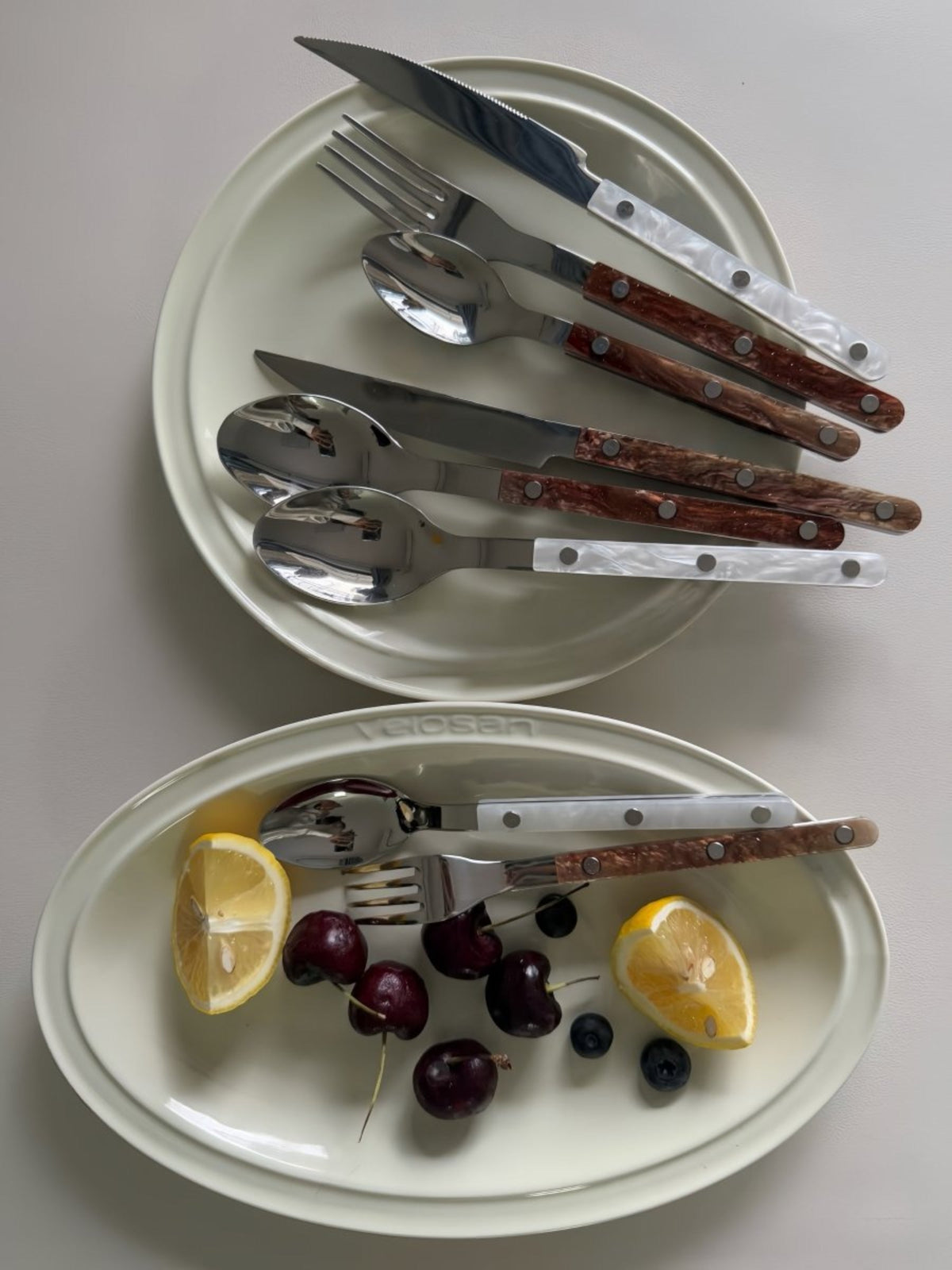 Set Of 10 Pcs Modern Nebula Cutlery, Bistrot Style Rivet Flatware Set-2