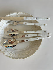 Set Of 10 Pcs Modern Nebula Cutlery, Bistrot Style Rivet Flatware Set-4