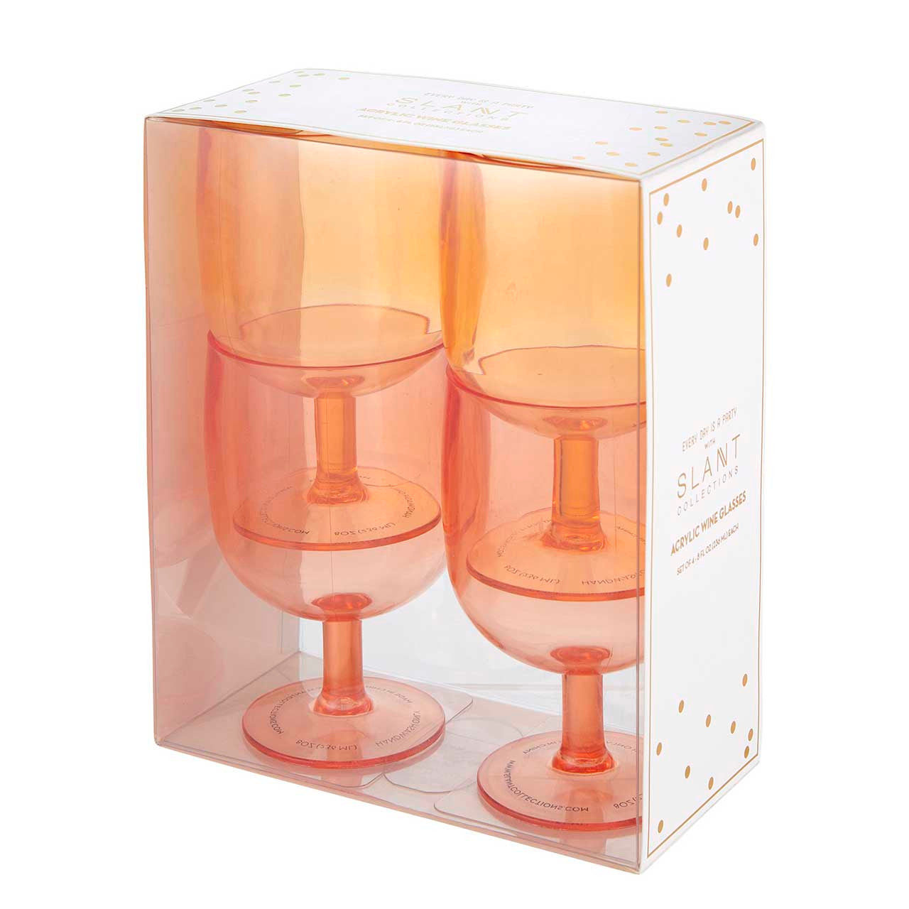 Stackable Acrylic Stemmed Wine Glasses in Pink / Orange