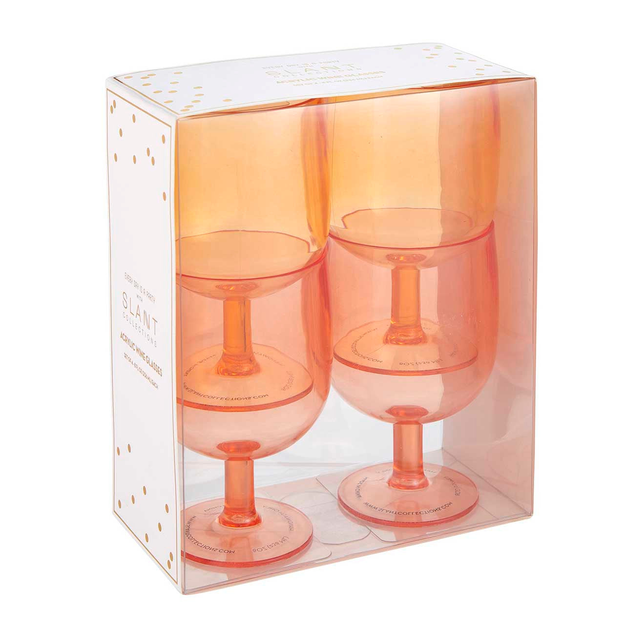 Stackable Acrylic Stemmed Wine Glasses in Pink / Orange